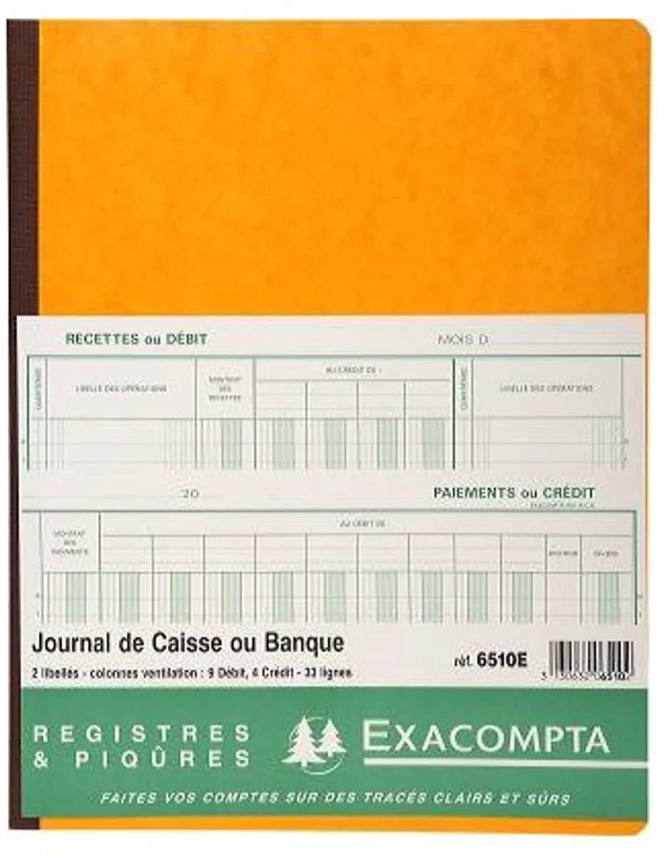 kasboek journaal, 320 × 250 mm, 80 pagina's de Exacompta en Noir – photo produit