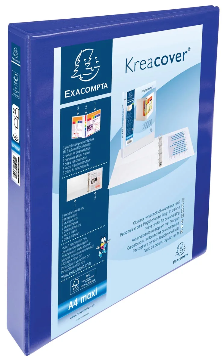 Kreacover personaliseerbare ringmap blauw 2 ringen van 25 mm by Exacompta – product photo