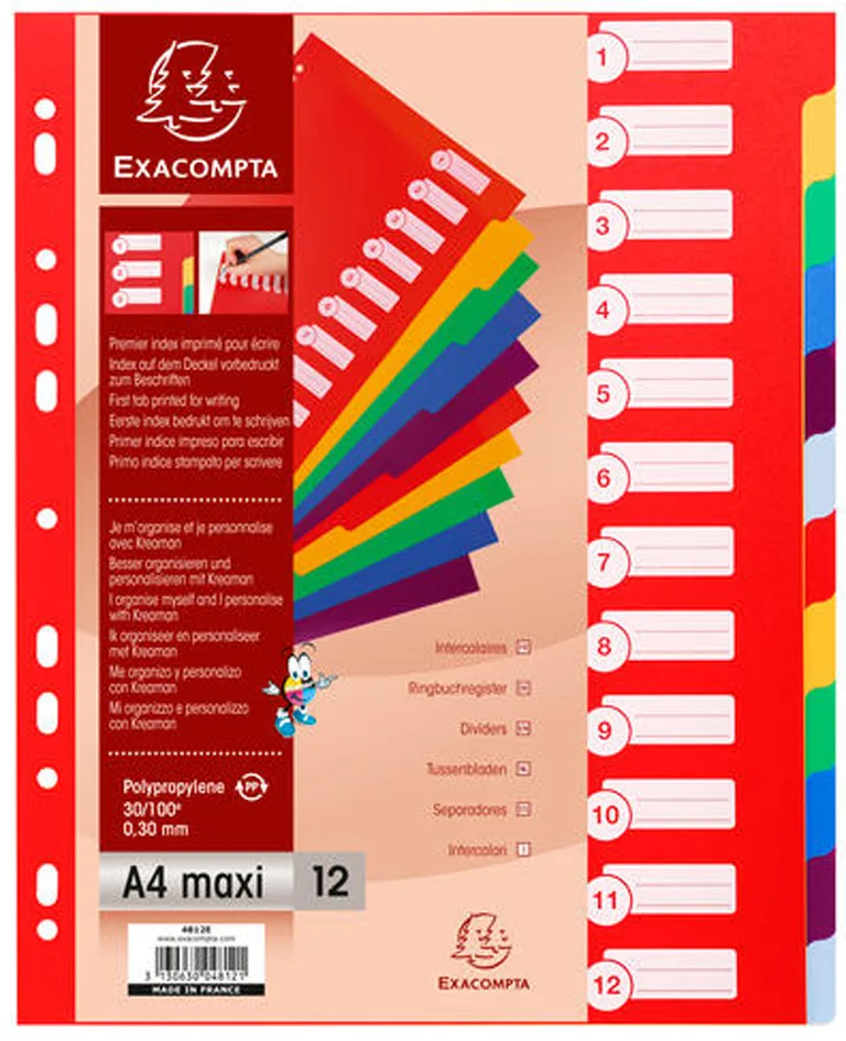 Kunststoff-Register, blanko, A4 Überbreite, 6 by Exacompta – product photo