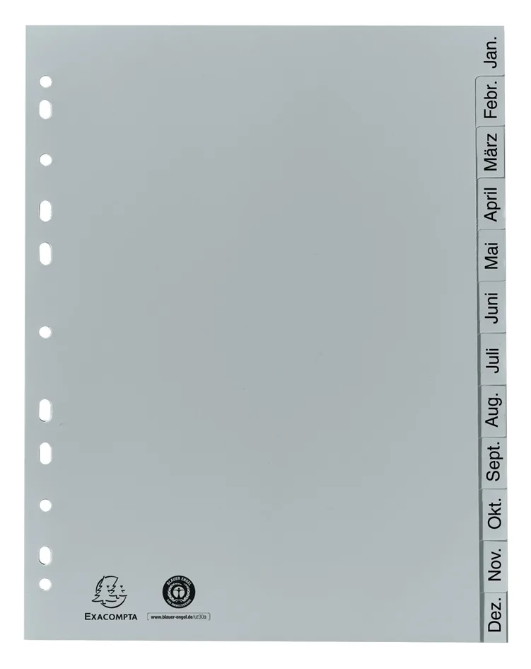 Kunststoff-Register, Monate, DIN A4, 12-teilig by Exacompta – product photo
