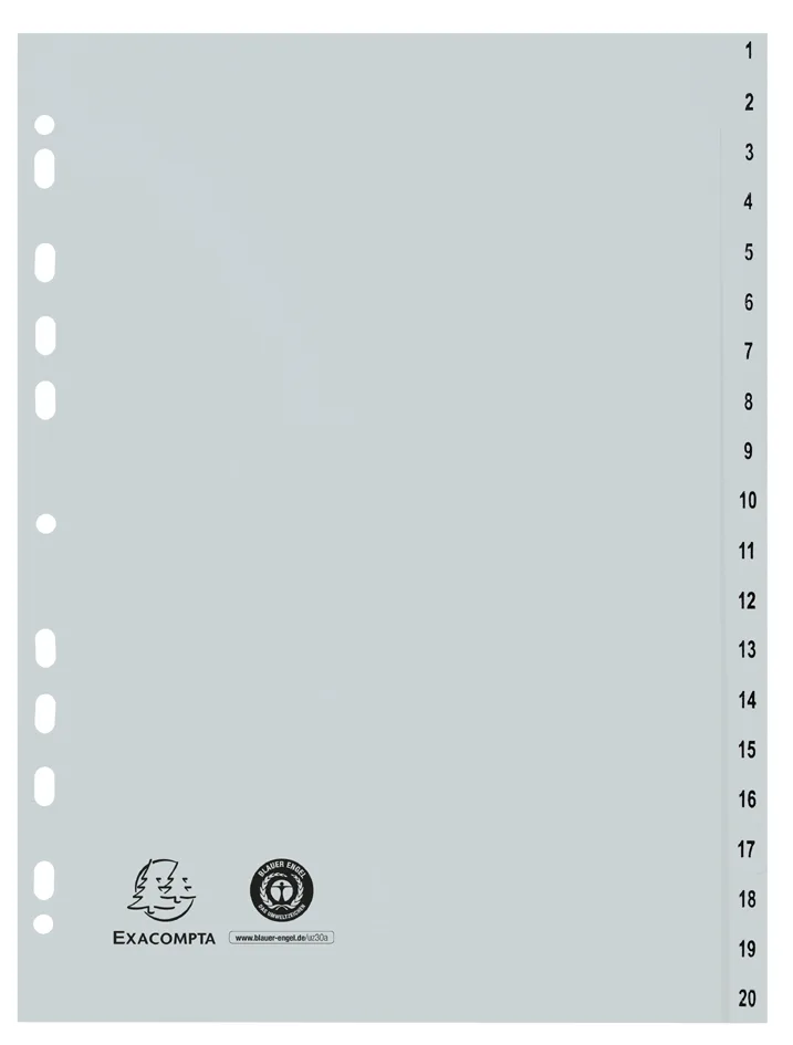 Kunststoff-Register, Zahlen, A4, 20-teilig by Exacompta – product photo