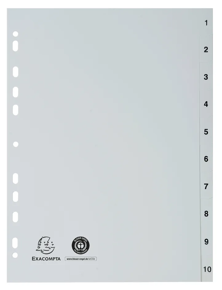 Kunststoff-Register, Zahlen, DIN A4, 10-teilig by Exacompta – product photo