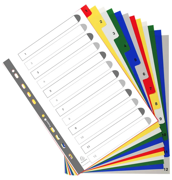 Kunststoff-Register, Zahlen, DIN A4+, 12-teilig van Exacompta – productfoto