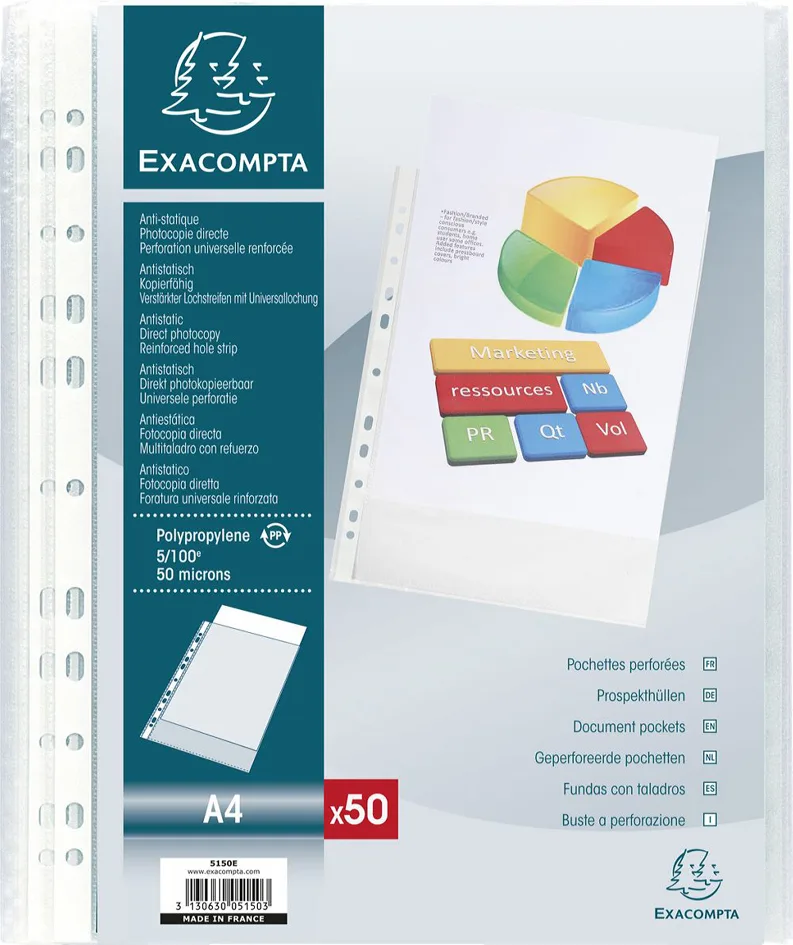Prospekthülle, DIN A4, PP, genarbt transparent van Exacompta – productfoto