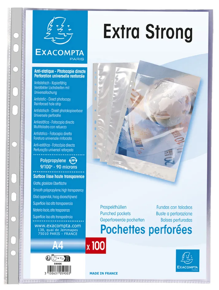 Prospekthülle Extra Strong, DIN A4, PP, glasklar från Exacompta – produktbild