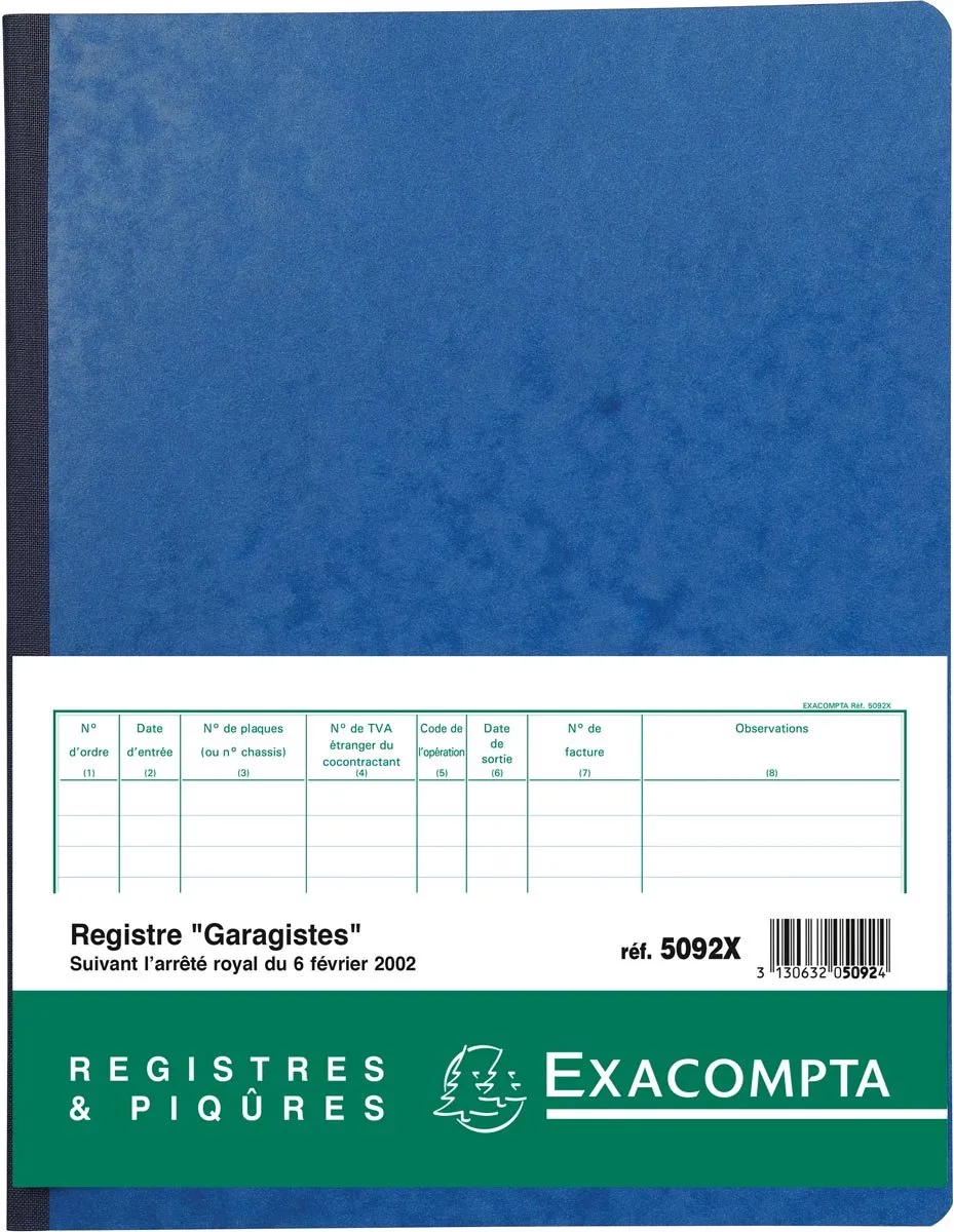 register garagist en pomphouder, Franstalig 5 stuks från Exacompta i 32 × 25 cm – produktbild