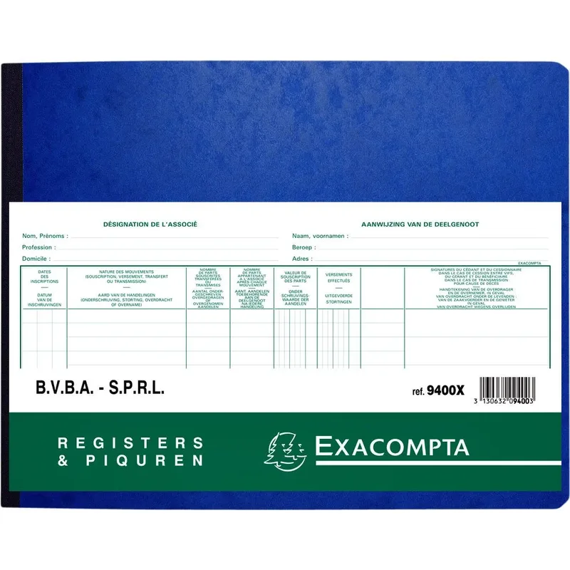 Register piqure aandeelhouder bvba/sprl 80vel von Exacompta – Produktfoto