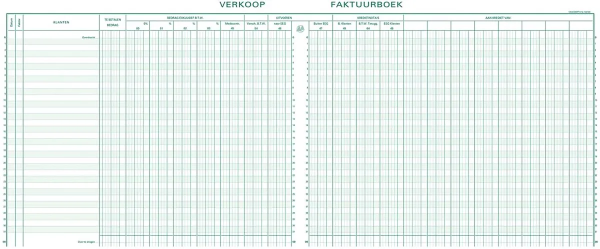 register verkoop, ft 27 x 32 cm, Nederlandstalig 5 stuks från Exacompta – produktbild