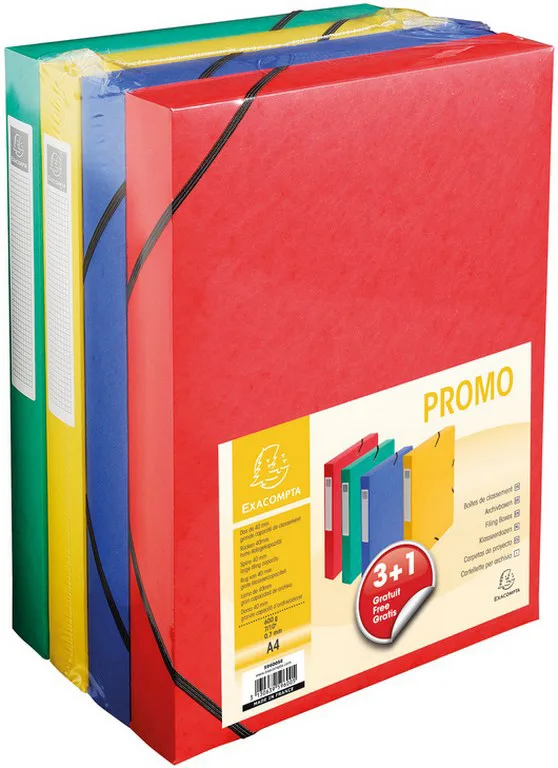 Sammelbox, 40 mm, farbig sortiert, Promopack 3+1 by Exacompta – product photo
