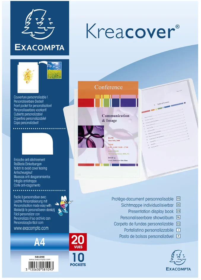 Sichtbuch Kreacover, PP, DIN A4, 10 Hüllen, weiß de Exacompta – photo produit