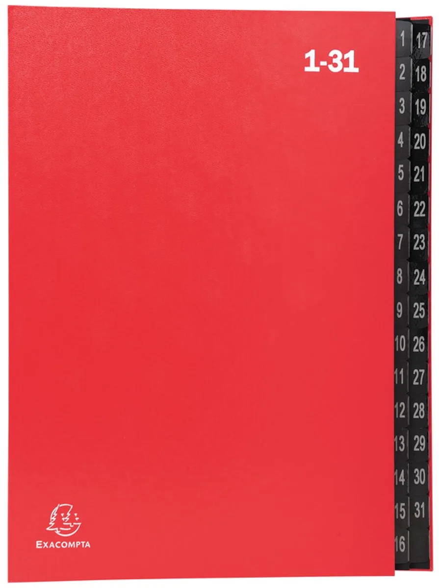 Sorteermap Ordonator® - 32 indelingen - genummerde tabs van 1 - 31 - 57035E van Exacompta in Rood – productfoto