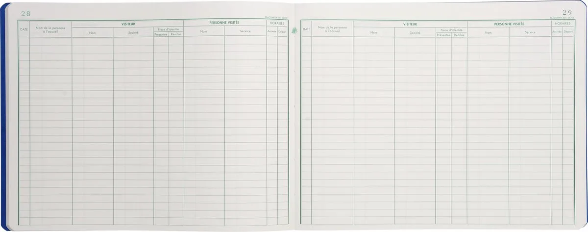 Speciaal register - Bezoekersregister 25x32cm - 25 lijnen - 80 blad - Franstalig - 6430E fra Exacompta i Geassorteerd – produktbillede