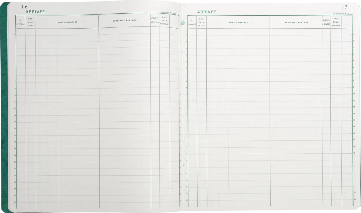 Speciaal register - Registratie van de Post - 32x27cm - 26 lijnen - 80 blad - Franstalig - 4400E fra Exacompta i Geassorteerd – produktbillede