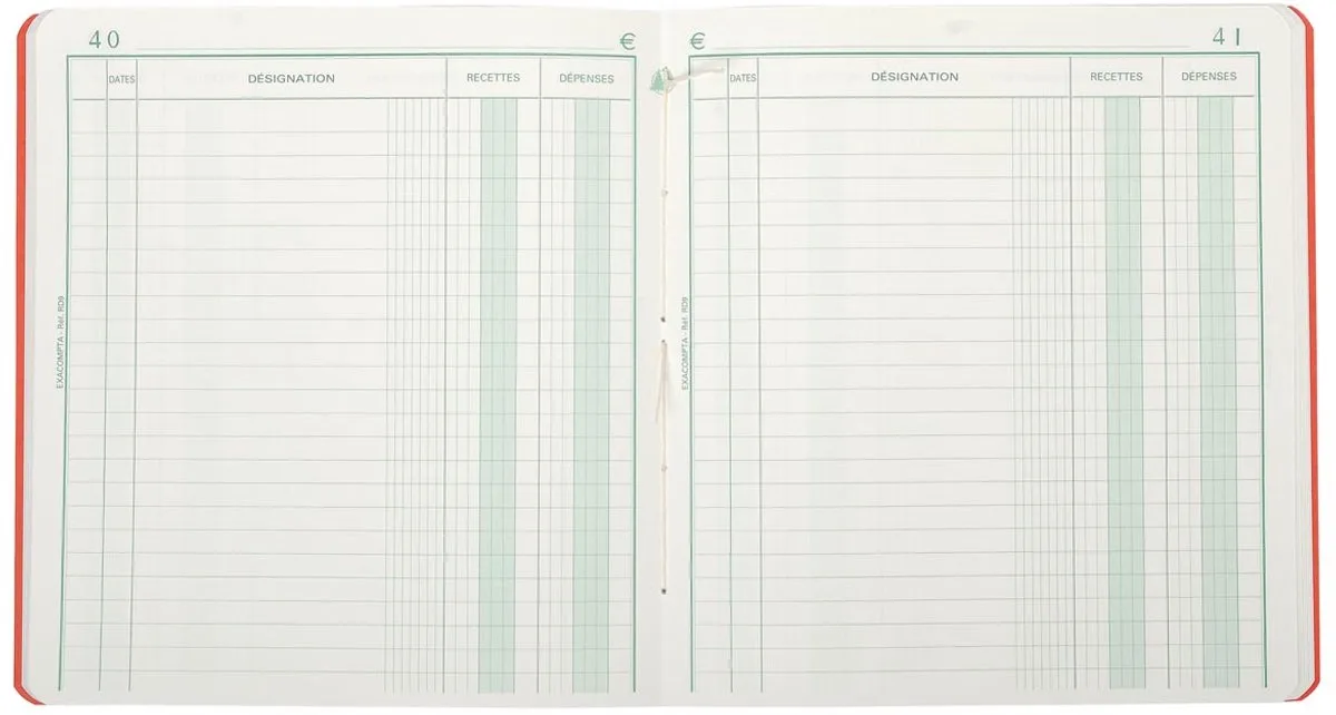 Standaard register Ontvangsten - Uitgaven - 80 blad - Geassorteerd - 930E fra Exacompta i Hvid – produktbillede