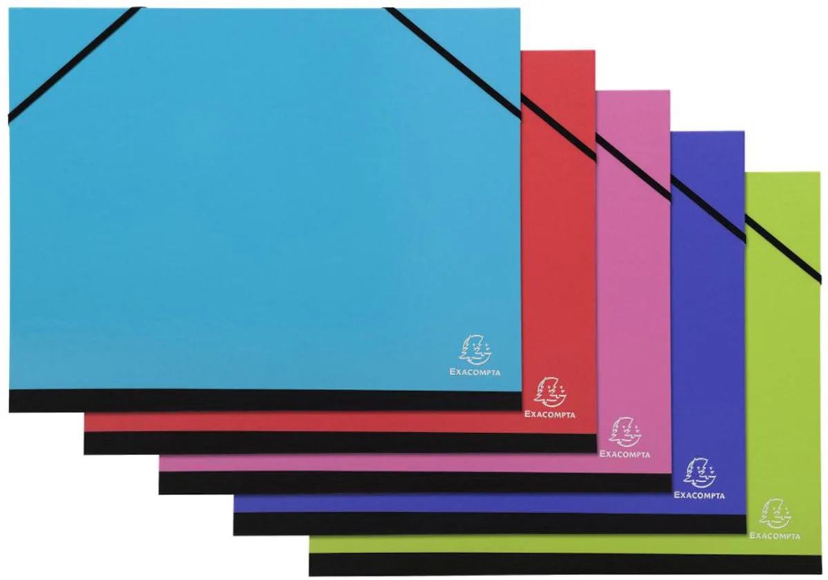 Tekenmap Exacompta Iderama 26x33cm met elastiek sluiting kleuren 5 stuks von Exacompta in Assorti – Produktfoto