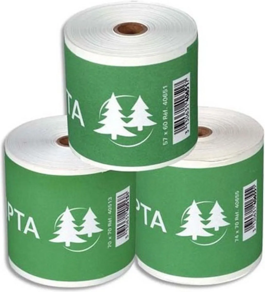Tel- en kassarol, 57 mm, rol 37 m, (doos 10 rollen) by Exacompta in White – product photo