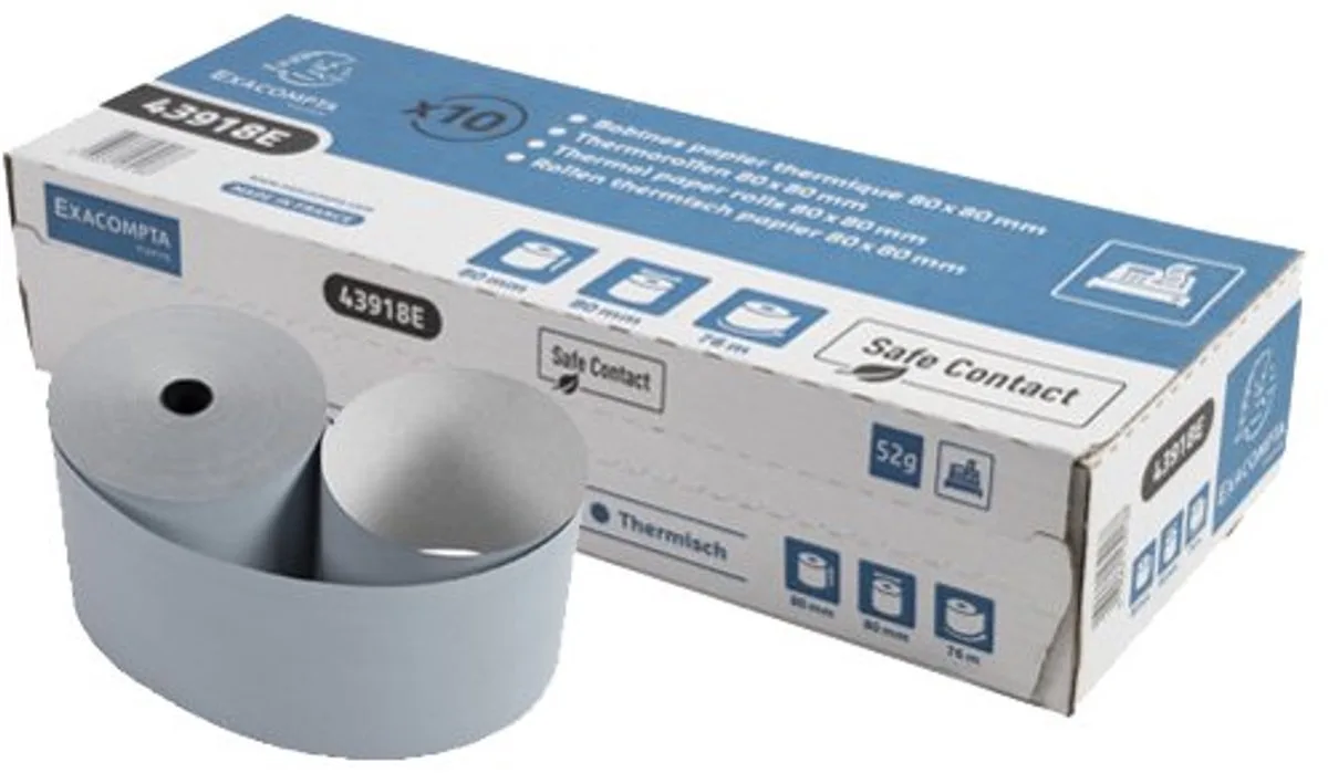 Telrol voor bankterminal 57x30mm - 1 laag thermisch papier 52g/m2 - Safe Contact - 43942E de Exacompta en Blanc – photo produit