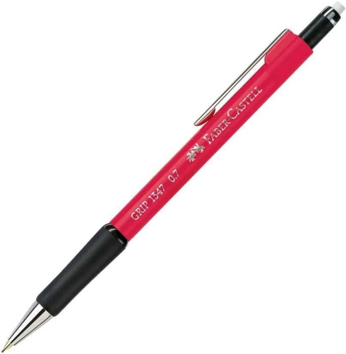 Automatische Potlood - Drukpotlood - Schrijven Tekenen - Grip Rubber - 0.7 mm van Faber-Castell in Rood – productfoto