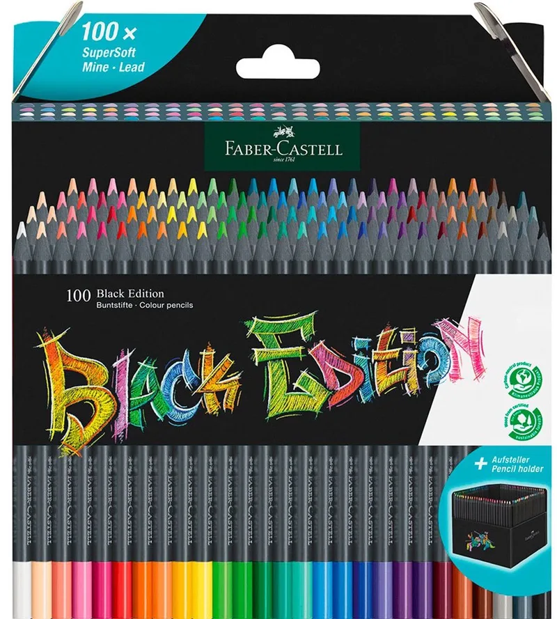 Black Edition kleurpotloden - 100 stuks - FC-116411 de Faber-Castell en Assorti 100 kleuren – photo produit