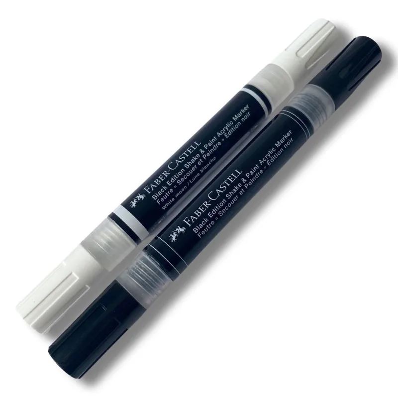 Black Edition Shake & Paint Acrylic Markers Set of 2 (Black and White) (285503) by Faber-Castell – product photo