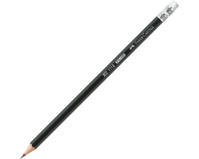 Bleistift 1112, HB (mittelweich), Sechskant mit Radierer von Faber-Castell in Schwarz – Produktfoto