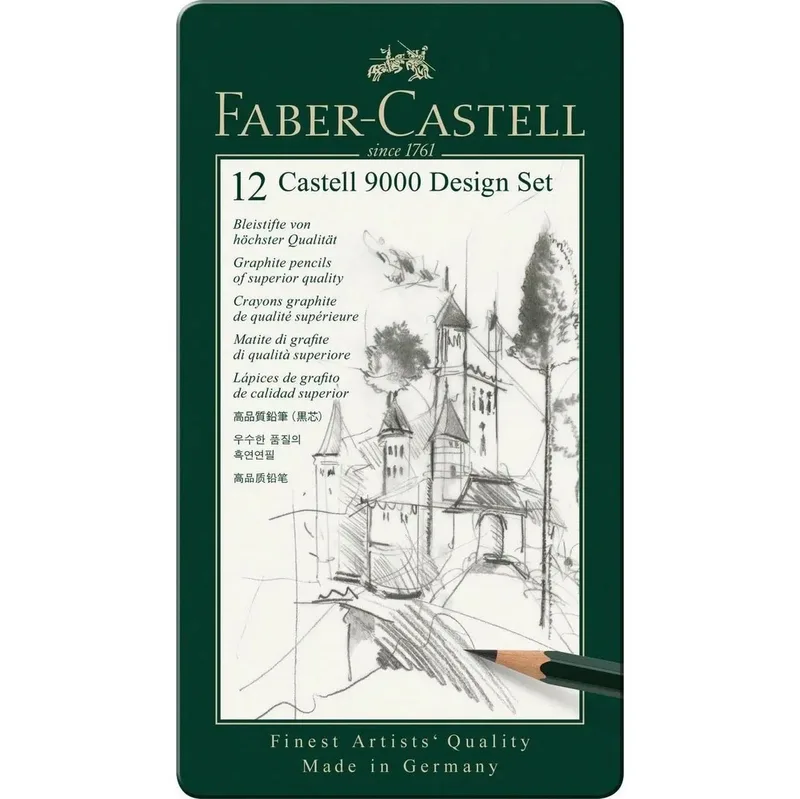 Bleistift Castell 9000 Bleistift, (Design Set, 12-tlg), 12er Metalletui de Faber-Castell – photo produit