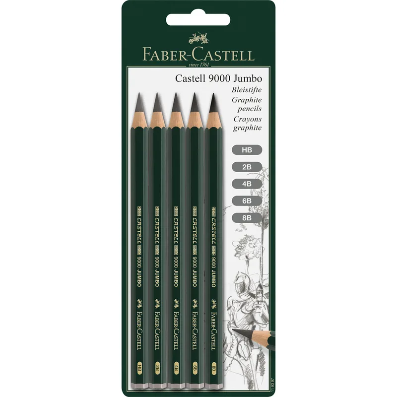 Bleistift Castell 9000 Jumbo 5x BK de Faber-Castell – photo produit