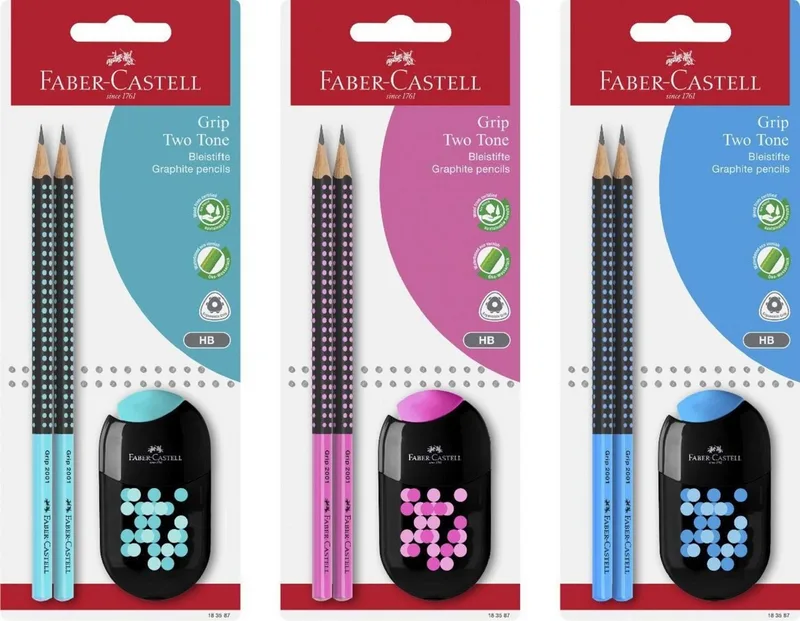 Bleistift Faber-Castell Bleistift Grip 2001 Two Tone HB 2er Set mit Spitzer von Faber-Castell – Produktfoto