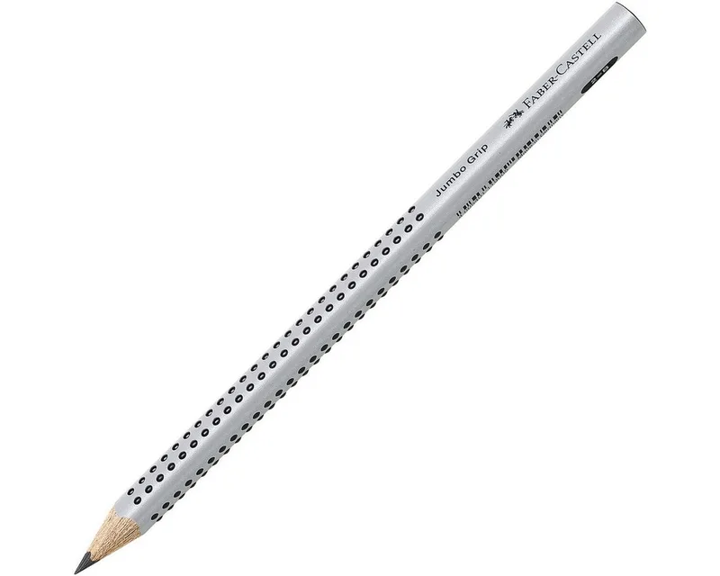 Bleistift Jumbo Grip, B (weich), Dreikant mit Soft-Grip-Zone de Faber-Castell en Gris, Argent – photo produit