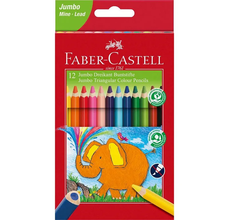 Buntstift 12 Buntstifte JUMBO Dreikant farbsortiert by Faber-Castell in Multicolour – product photo