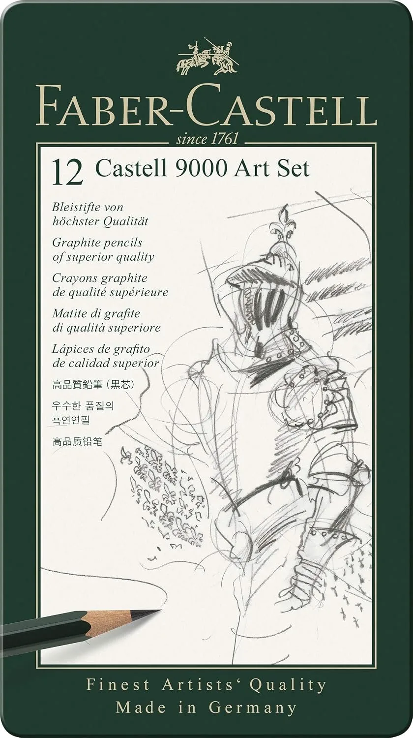 Castell 9000 Potlood Set (12 stuks) 8B-2H + Gum by Faber-Castell in Yellow, Black – product photo