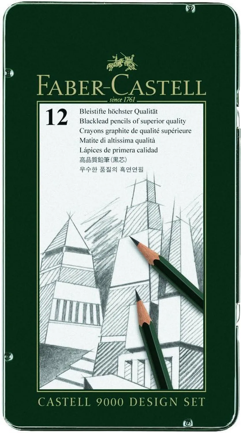 Castell 9000 Potlood Set - 12 Stuks de Faber-Castell en Gris – photo produit