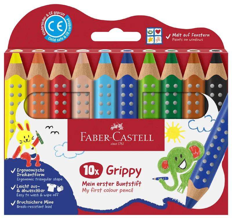 Dreikant-Buntstift Grippy, 10er Kartonetui by Faber-Castell – product photo