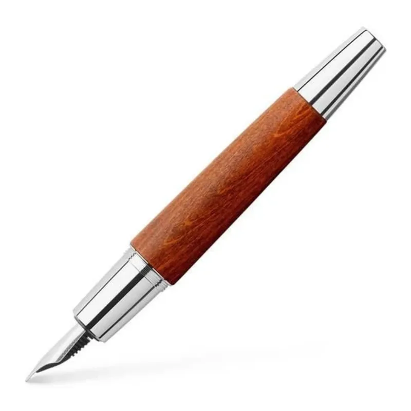 E-motion Stylo plume en bois et chrome brillant marron de Faber-Castell – photo produit