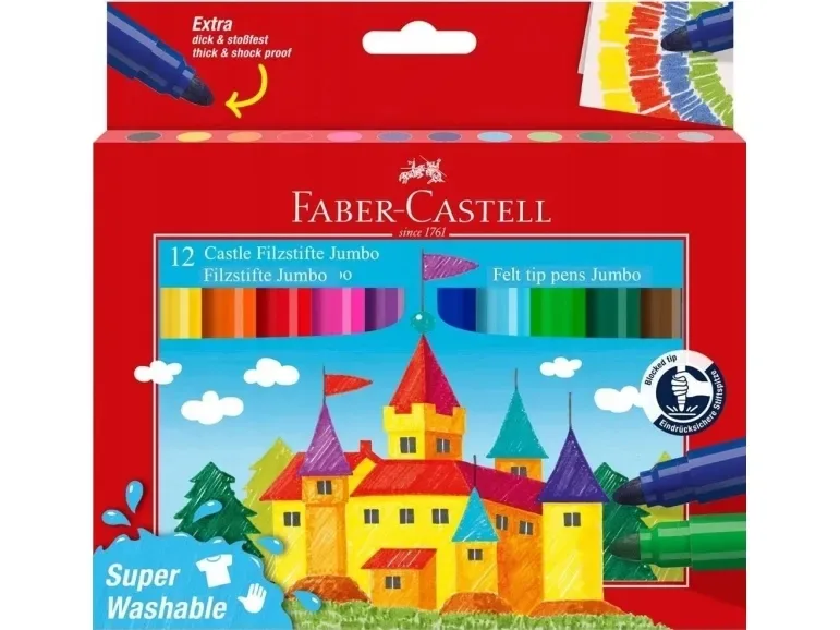 Felt-tip pen Jumbo - 12 pcs, super washable (154311) by Faber-Castell – product photo
