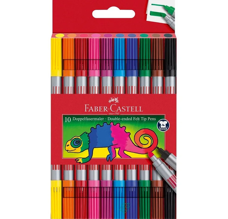 Filzstift 10 Filzstifte Doppelender fein & breit farbsortiert von Faber-Castell in Mehrfarbig – Produktfoto