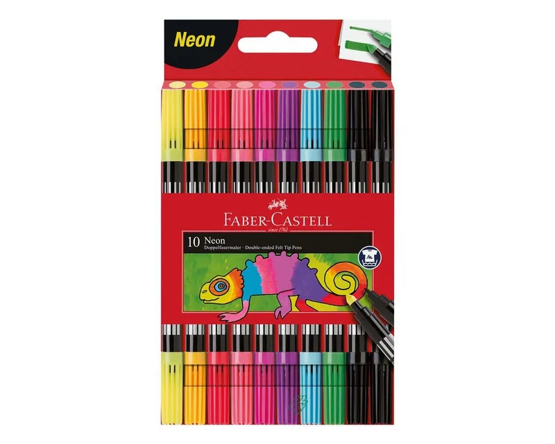 Filzstift Neon, (10-tlg), 10er Set, Doppelfasermaler by Faber-Castell in Multicolour – product photo