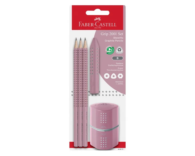Füller FABER-CASTELL Schreib Set Grip 2001 Set B shadow rosé 5 Teile Blister de Faber-Castell – photo produit