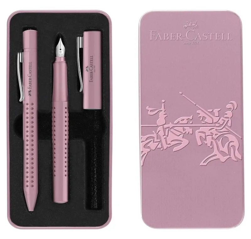 Füllfederhalter Geschenkset Grip Harmony Füller M und Kuli rose shadows im Metalletui by Faber-Castell – product photo