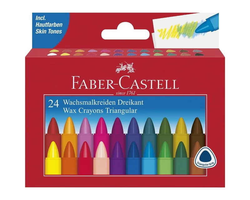Hefter Faber-Castell Wachsmalstifte - dreikant - 24-er Kartonetui van Faber-Castell – productfoto