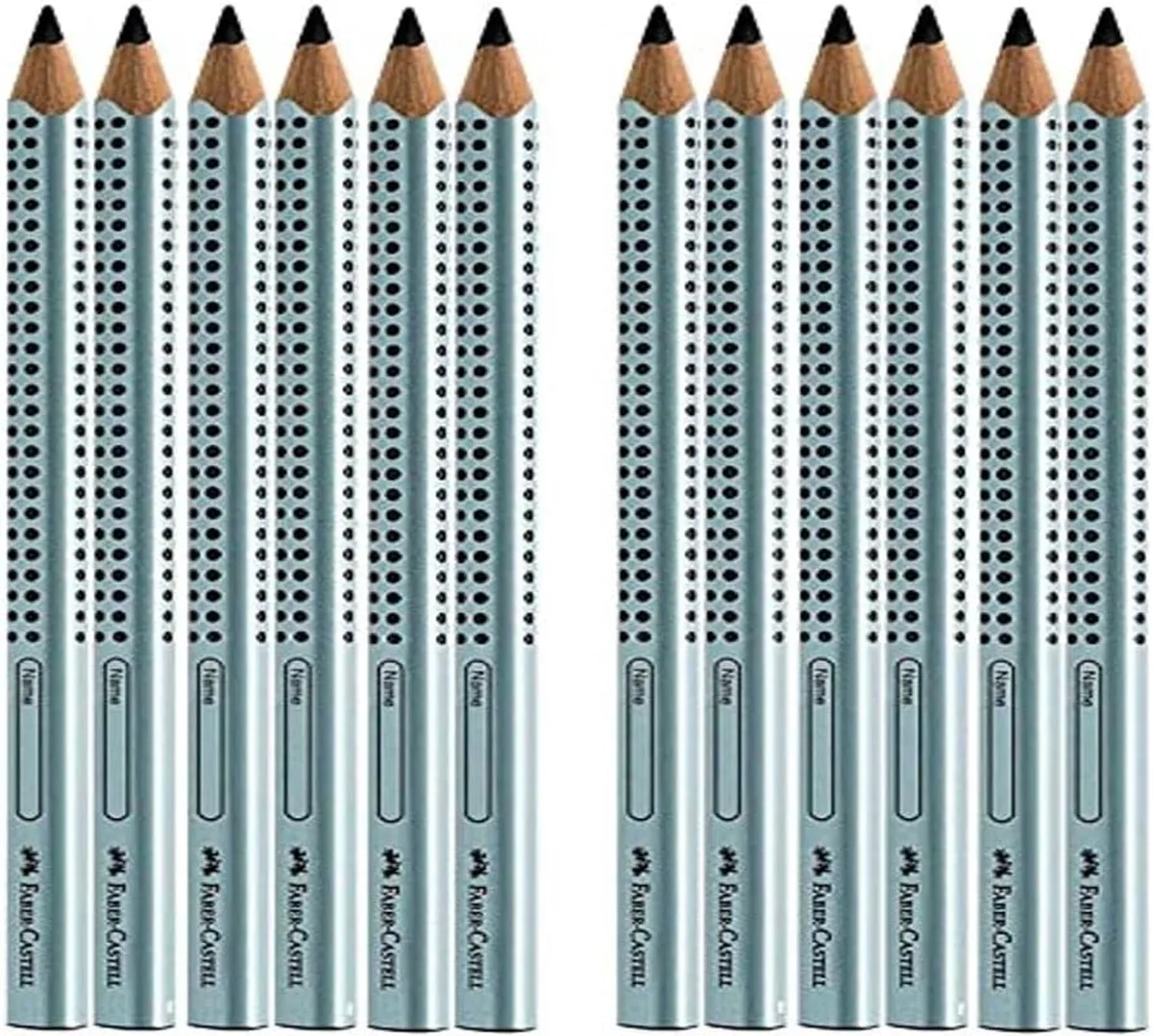Jumbo Grip Potlood Set - 12 stuks, Hardheid B van Faber-Castell in Zilver – productfoto