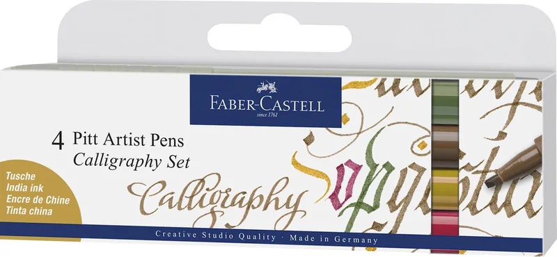 kalligrafie pen - tekenstift - Pitt Artist Pen - kalligrafie set - 4-delig - FC-167505 by Faber-Castell in Multicolour – product photo