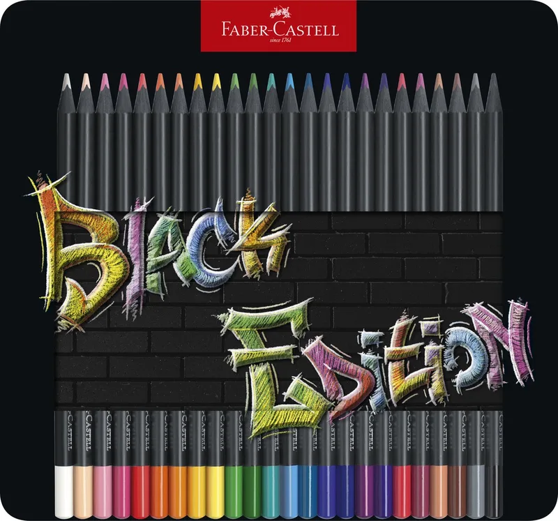 kleurpotloden - Black Edition - 24 stuks in blik - FC-116425 by Faber-Castell in Assorti blik – product photo
