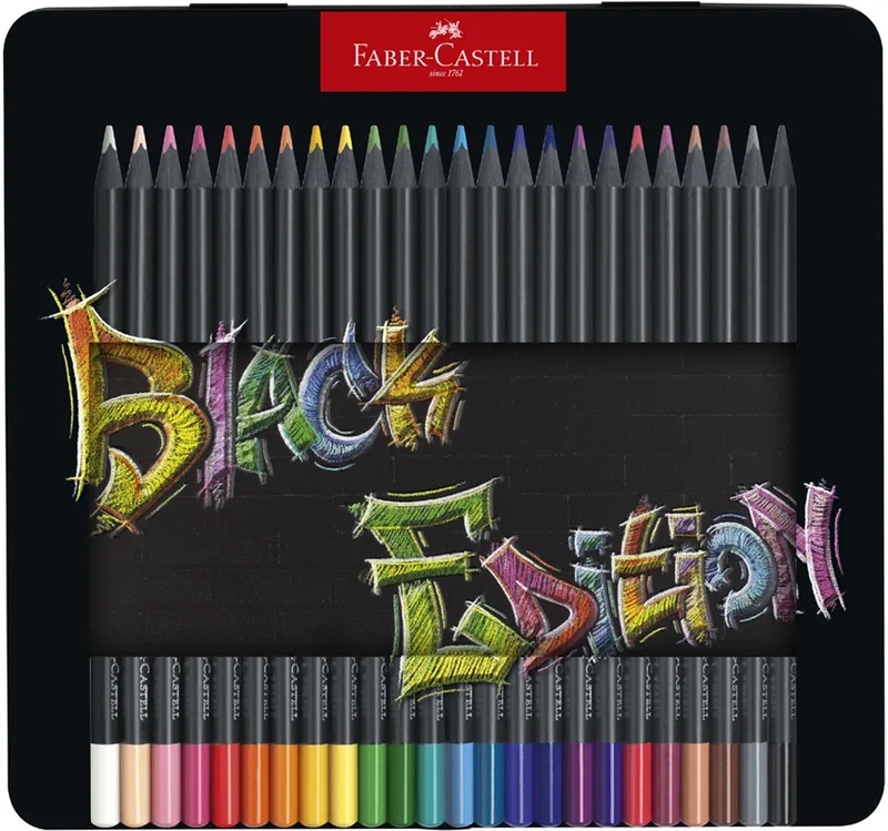 kleurpotloden - Black Edition - 36 stuks in bliketui - FC-116437 fra Faber-Castell i Assorti blik – produktbillede