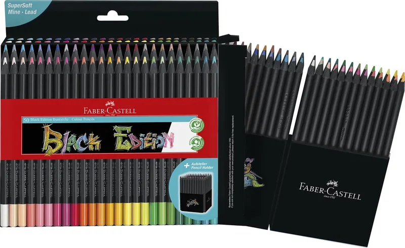 kleurpotloden - Black Edition - 50 stuks - FC-116450 de Faber-Castell en Assorti – photo produit