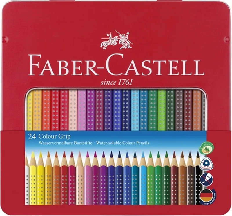 kleurpotloden - Colour Grip - blik 24 stuks - FC-112423 by Faber-Castell in Assorti 24 kleuren – product photo