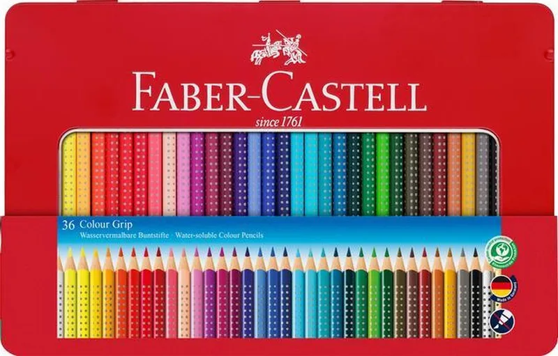 kleurpotloden - Colour Grip - blik 36 stuks - FC-112435 de Faber-Castell en Assorti 36 kleuren – photo produit
