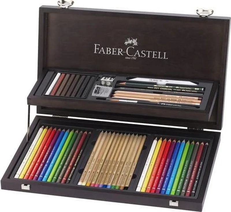 kleurpotloden - Compendium mahoniebox - 54 stuks - FC-110084 de Faber-Castell en Assorti – photo produit