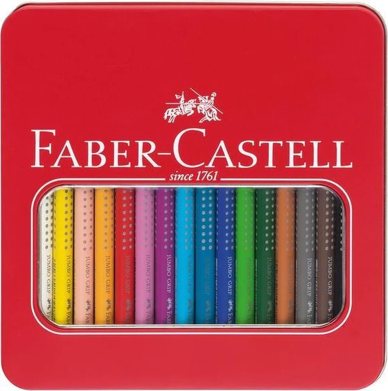 kleurpotloden - Jumbo Grip - blik 16 stuks - FC-110916 van Faber-Castell in Meerkleurig – productfoto