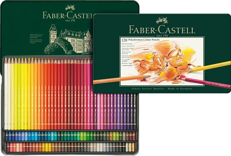 kleurpotloden - Polychromos - 120 stuks in blik - FC-110011 de Faber-Castell en Assorti 120 bliketui – photo produit